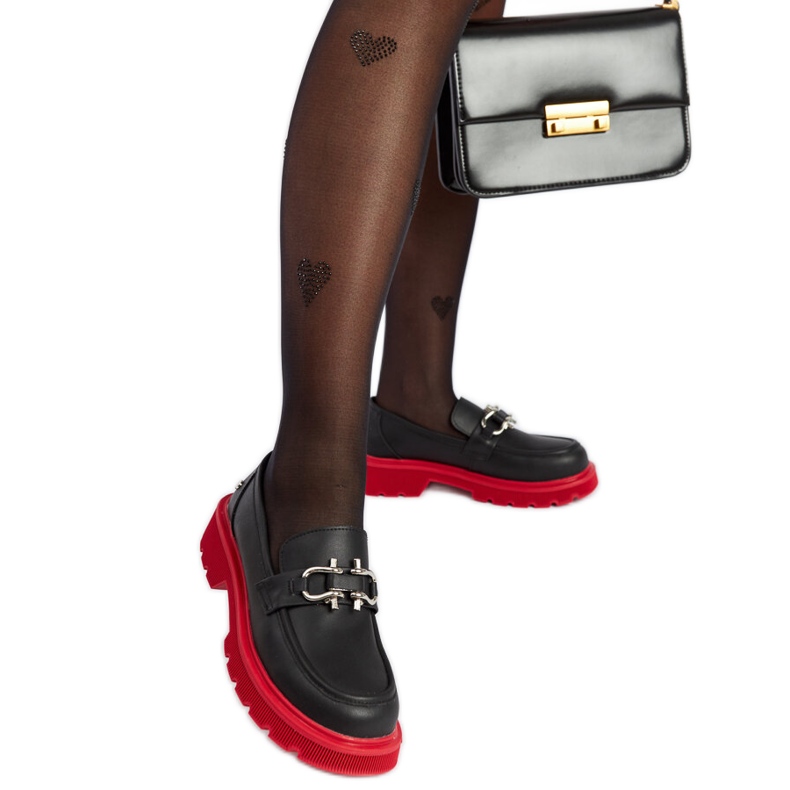 Czarne skórzane mokasyny Goe LL2N4040