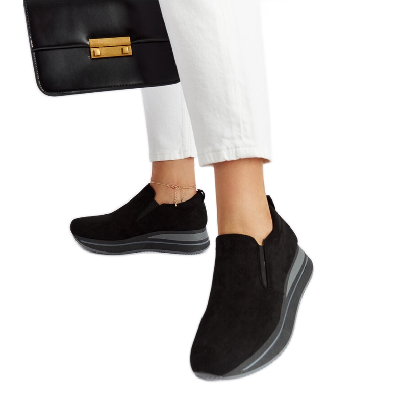 Czarne sneakersy na platformie Cliffside