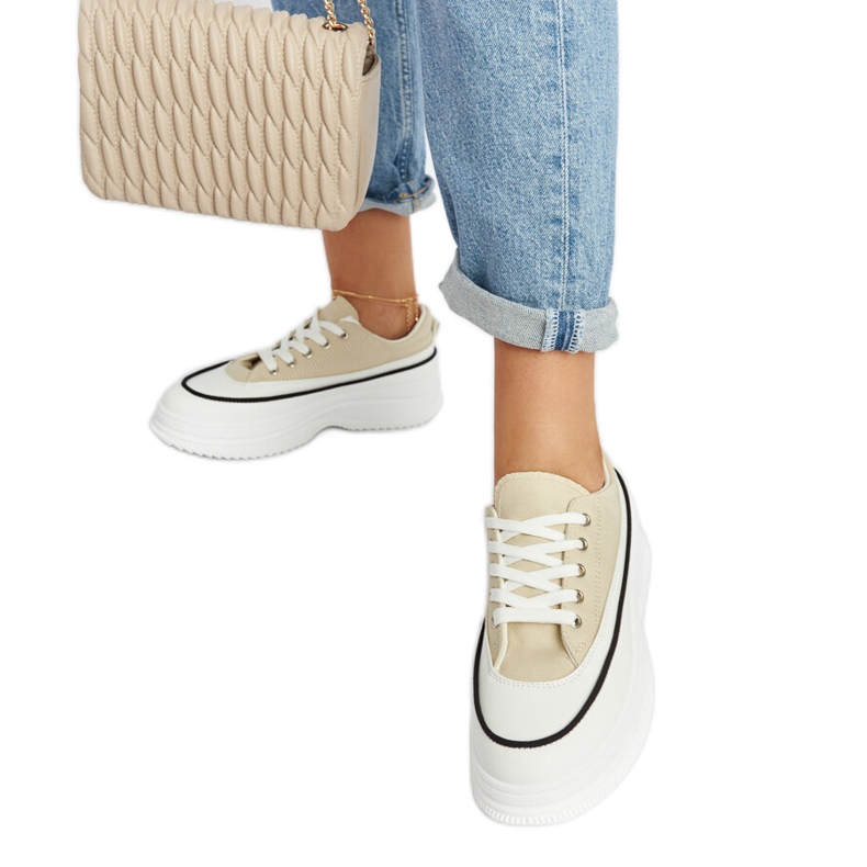 Beżowe trampki na platformie Plesio beżowy