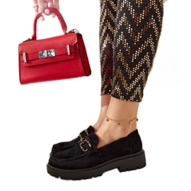 Czarne zamszowe mokasyny z klamerką Springs