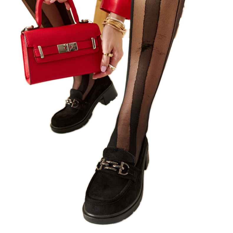 Czarne zamszowe mokasyny Lyyli