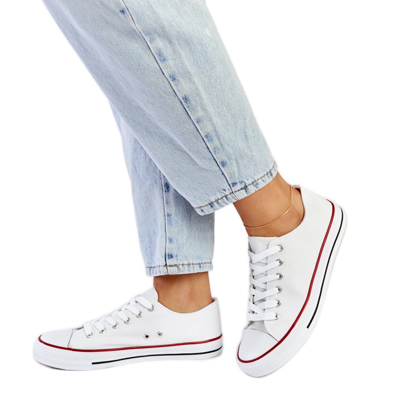 Białe materiałowe trampki Anthony