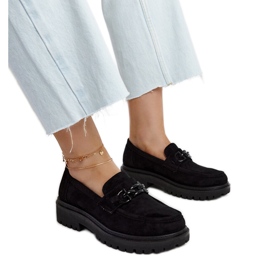 Czarne zamszowe mokasyny z klamerką Lyle