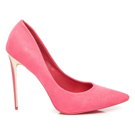 Seastar Zamszowe czółenka na szpilce różowe