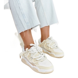 Beżowe sneakersy z materiałowymi wstawkami Melilot beżowy