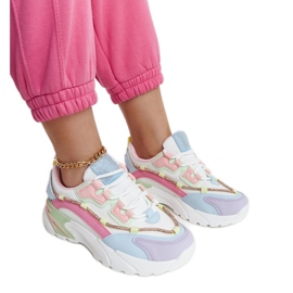 Wielokolorowe sneakersy na platformie z cyrkoniami Rutf