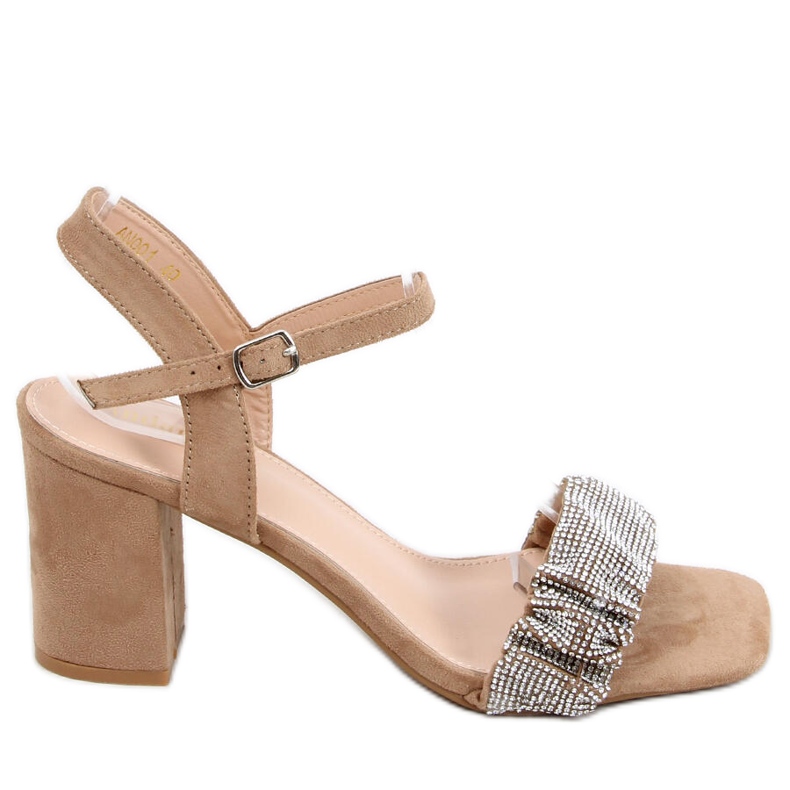 Sandałki na szerokim obcasie Dash Khaki beżowy