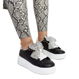 Czarne sneakersy na wysokiej platformie Rensje