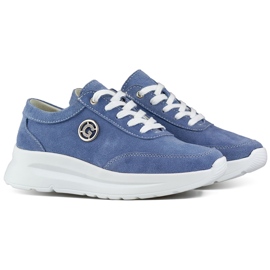 Sneakersy damskie ze skóry naturalnej w kolorze jeans niebieskie