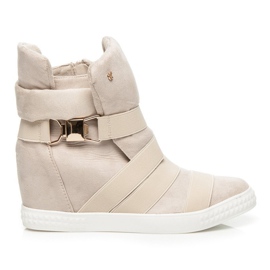 Vices Sportowe botki na koturnie brązowe