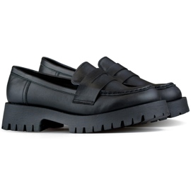 Mokasyny Czarne loafersy damskie z ekoskóry