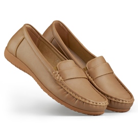 Ciemnobeżowe komfortowe mokasyny damskie beżowy