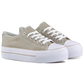 Szare trampki damskie na grubej podeszwie