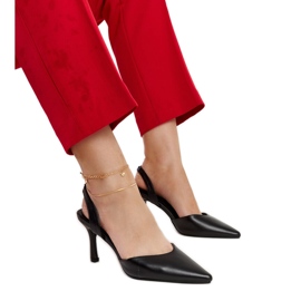 Czarne szpilki z odkrytą piętą Fontanile