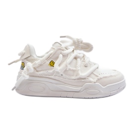 Damskie Sneakersy Z Grubym Sznurowaniem Białe Miatora