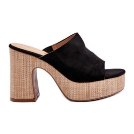 Klapki Damskie Na Obcasie Słupku Czarne Siobhan