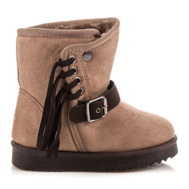 Kylie Kozaczki z frędzlami brązowe