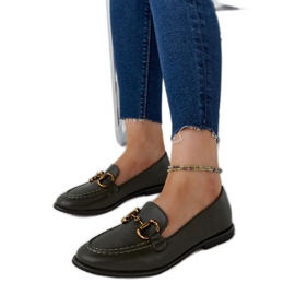 Ciemnozielone mokasyny z klamerką Lemlem