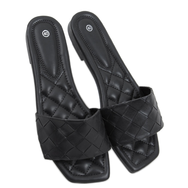 Klapki z kwadratową podeszwą Sahar Black czarne