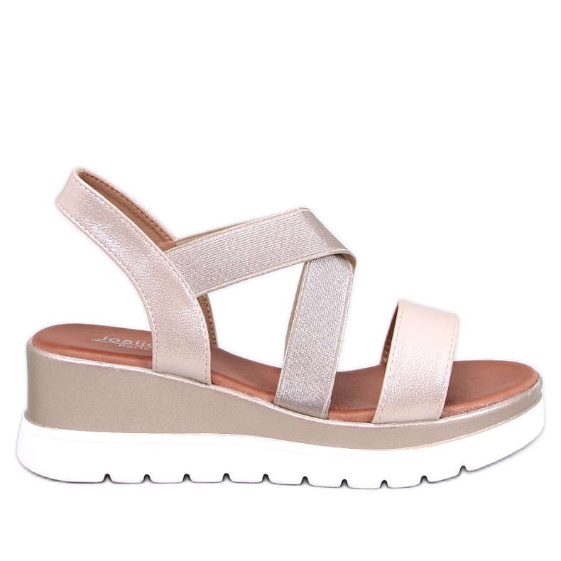 Sandałki na koturnie Caden Gold złoty