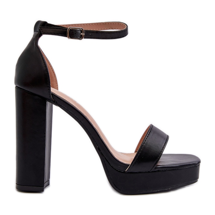 Sandały Na Wysokim Obcasie Słupku Czarne Trewenna