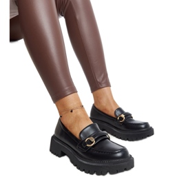 Czarne mokasyny z klamerką Lasima