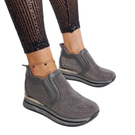 Ciemnoszare tenisówki na koturnie Cadelaria