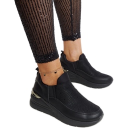 Czarne sneakersy na koturnie z cyrkoniami Ashleey