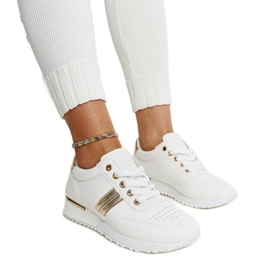 Biało-złote sneakersy na gumowej platformie Nihad białe