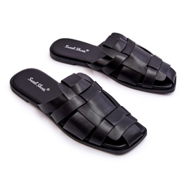 Damskie klapki z eko-skóry czarne