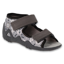 Befado kapcie dziecięce skórzana wkładka 350P047 szare