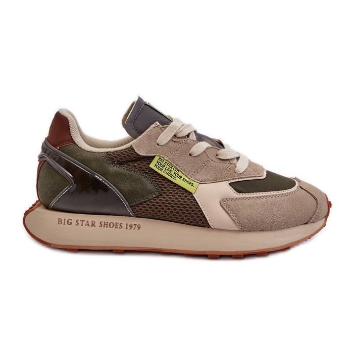 Buty Sportowe Sneakersy Męskie Memory Foam System Big Star NN174345 Khaki zielone