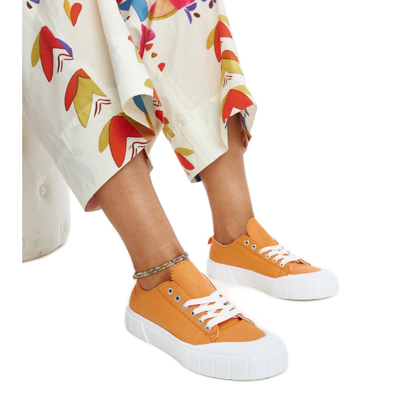 Pomarańczowe materiałowe trampki Eduarda