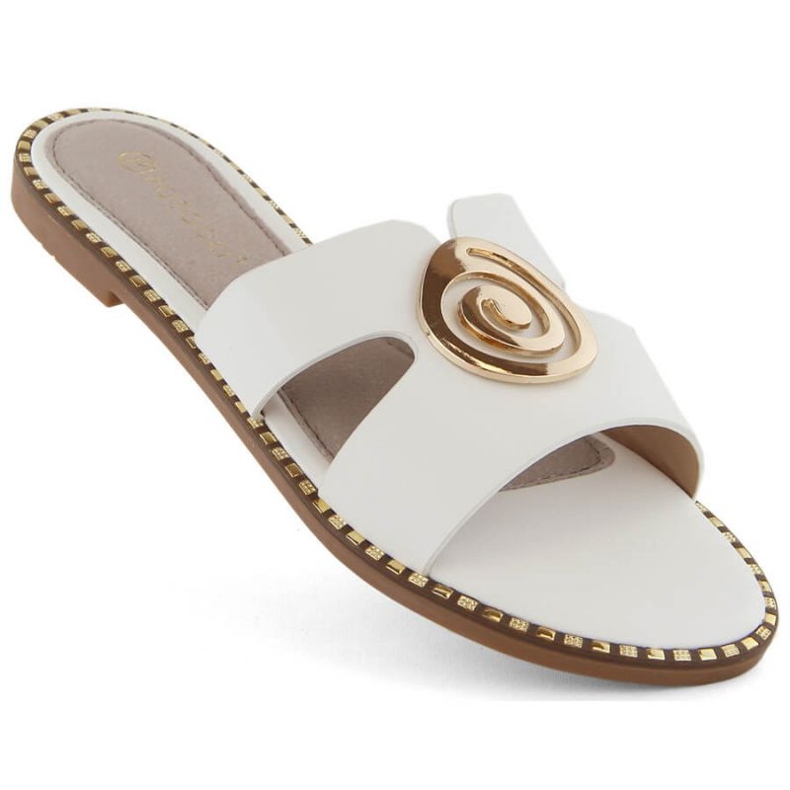 Klapki na niskim obcasie Potocki W WOL234B białe