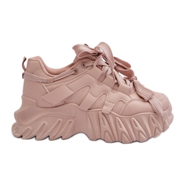 Sneakersy Damskie Na Masywnej Podeszwie Różowe Ellerai