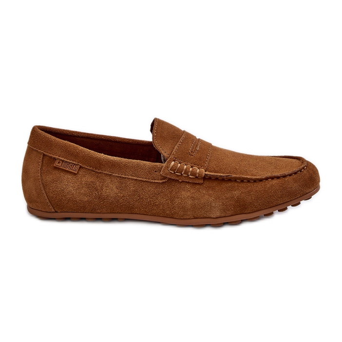 Zamszowe Mokasyny Męskie Big Star NN174226 Camel brązowe