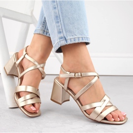 Sandały damskie na słupku złote Sergio Leone SK067 złoty