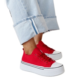 Czerwone trampki na grubej podeszwie Bahira