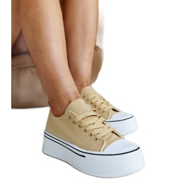 Ciemnobeżowe trampki na grubej podeszwie Bahira beżowy