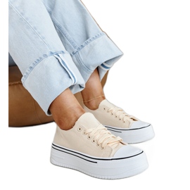 Jasnobeżowe trampki na grubej podeszwie Bahira beżowy