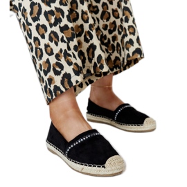 Czarne espadryle z cyrkoniami Abia