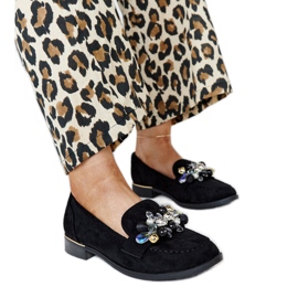 Czarne mokasyny z ozdobami Dahera