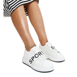 Niebieskie skórzane półbuty z ozdobną klamerką białe