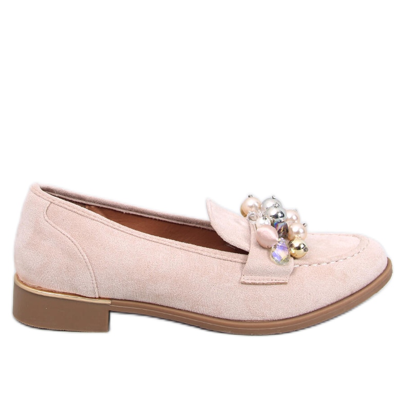 Mokasyny z kamieniami Anselme Beige beżowy