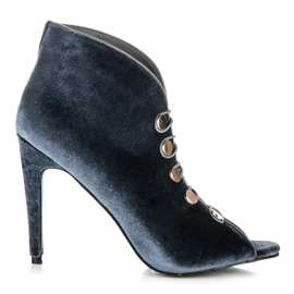 Vices Welurowe botki open toe szare