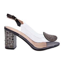 S.Barski Sandały Transparentne Na Słupku Czarne D&A MR38-812