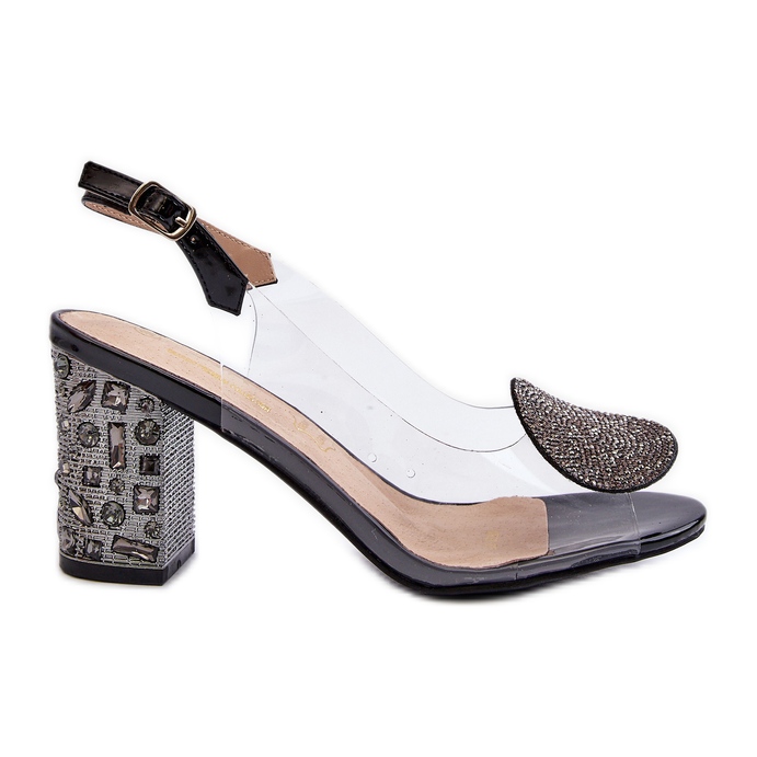 S.Barski Sandały Transparentne Na Słupku Czarne D&A MR38-812