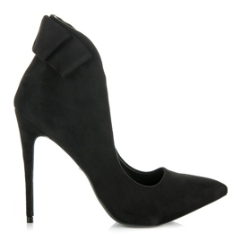 Vices Zamszowe szpilki z kokardą czarne