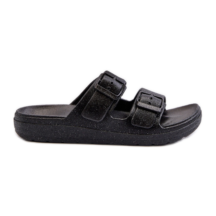 Klapki Damskie Z Brokatem Czarne Brianella