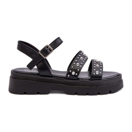 Damskie Zdobione Sandały Eko Skóra Czarne Arcida